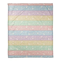 Botanical Bunny Stripes 50" x 60" Coral Fleece Blanket