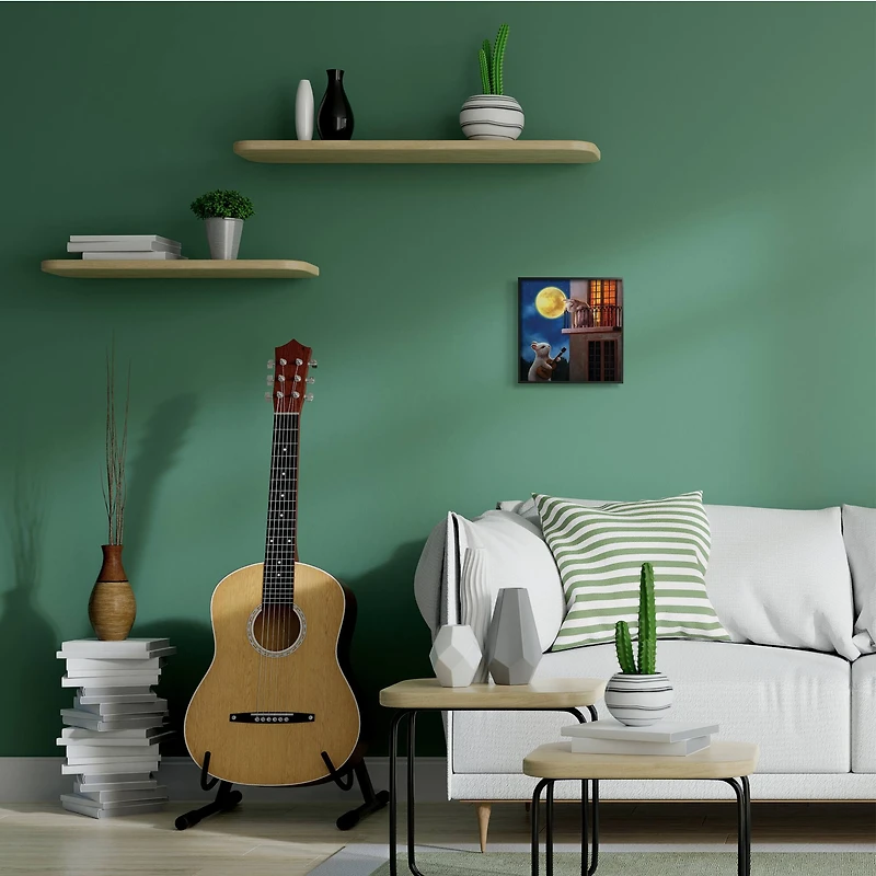 Stupell Industries Rabbit Serenading Bunny on Balcony Night Sky, 12" x 12"