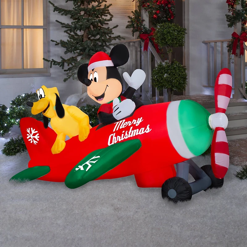4.5ft. Animated Airblown® Mickey & Pluto Clubhouse Airplane Scene