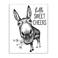 Stupell Industries Hello Sweet Cheeks Animal Humor Donkey Daisies Wood Wall Plaque