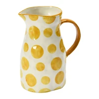 Hello Honey® 8.2" White & Yellow Stoneware Pitcher