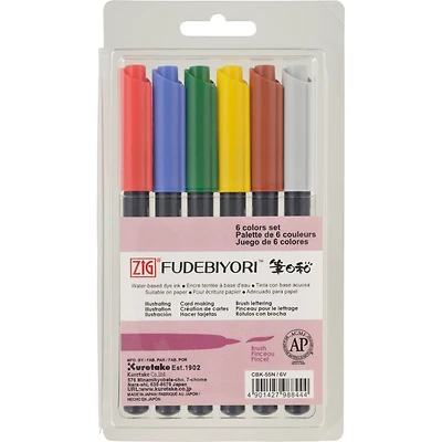ZIG® Fudebiyori™ Brush Pen 6 Color Set