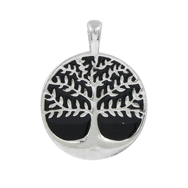 Silver & Black Round Tree of Life Pendant by Bead Landing™