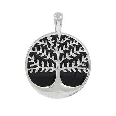 Silver & Black Round Tree of Life Pendant by Bead Landing™