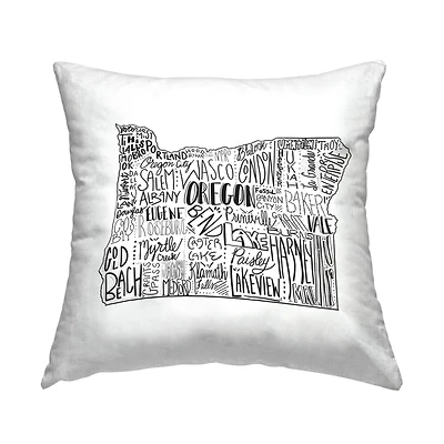 Stupell Industries Oregon State Outline Typography City Map Throw Pillow, 18" x 18"