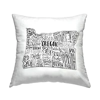 Stupell Industries Oregon State Outline Typography City Map Throw Pillow, 18" x 18"