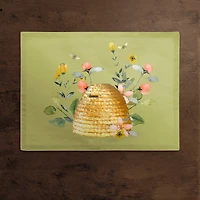 Welcome To Our Hive Floral Green 18" x 14" Poly Twill Placemat