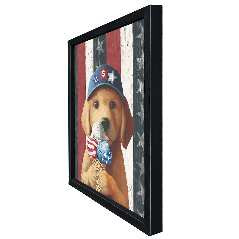 18" x 24" Patriotic Ice Cream Pup Framed Print