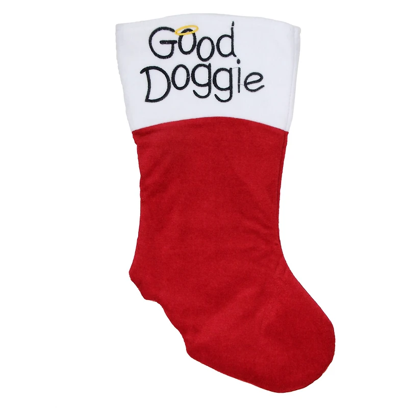 19" Embroidered "Good Doggie" Christmas Stocking