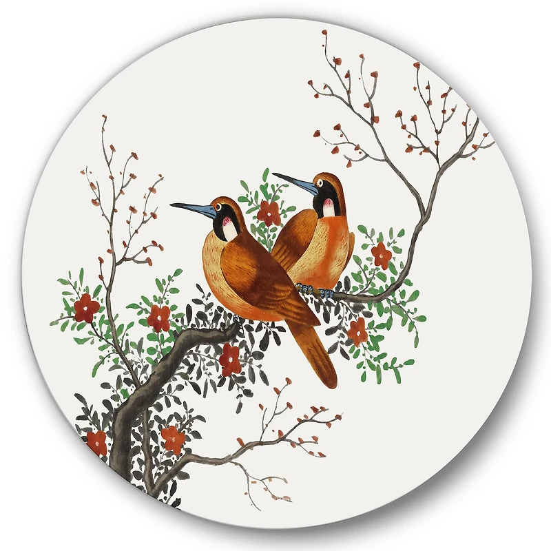 Designart - Two Chinese Birds On A Flowering Tree Branch