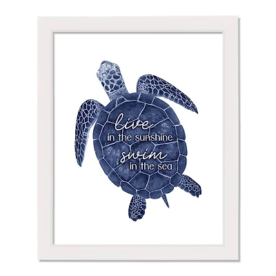 Blue Tortoise Live in the Sunshine White Framed Wall Décor