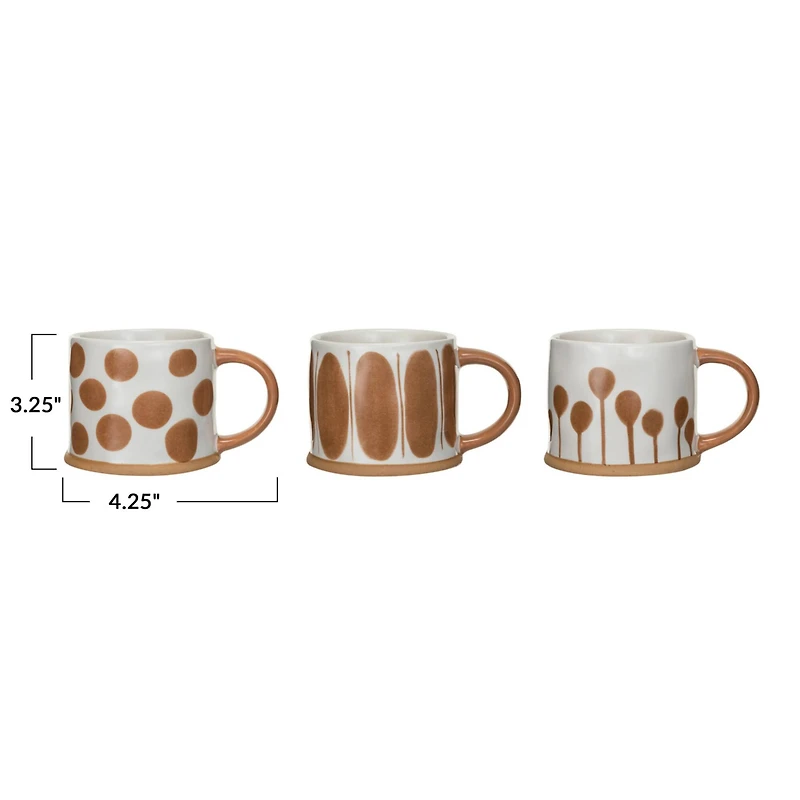 Hello Honey® 16oz. White & Brown Painted Stoneware Mug Set, 3ct.