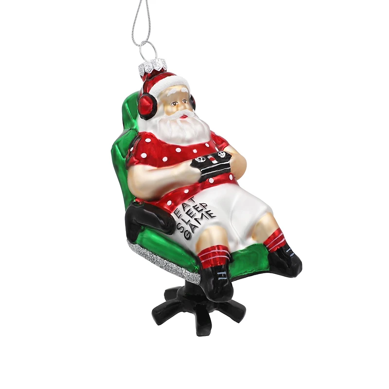 4.75" Gamer Santa Glass Ornament by Ashland®