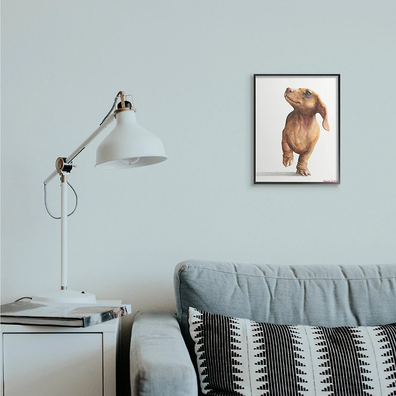 Stupell Industries Little Dachshund Dog Strutt Adorable Pet Portrait in Frame Wall Art