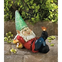 11" Lazy Gnome Solar Statue