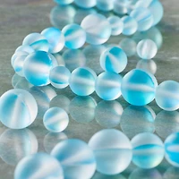 Aqua Matte Glass Round Beads by Bead Landing™