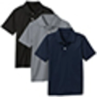 Galaxy by Harvic Boys Moisture Wicking Short Sleeve Polo Shirt 3 Pack