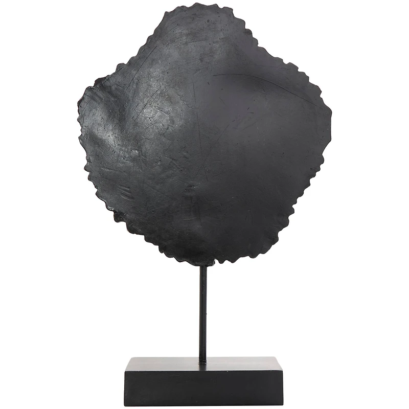 17" Brown Resin Tribal Abstract Carved Sculpture