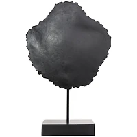 17" Brown Resin Tribal Abstract Carved Sculpture