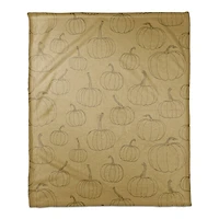 Mustard Yellow Pumpkin Patterned Coral Fleece Blanket