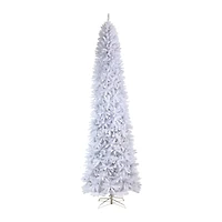 11ft. Pre-Lit Slim White Artificial Christmas Tree, Warm White LED Lights