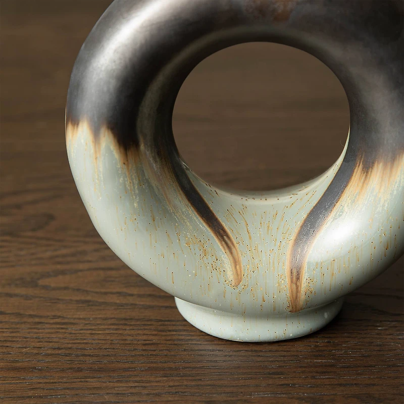 Glitzhome® Circle Hollow Two-Tone Ceramic Modern Vase Set