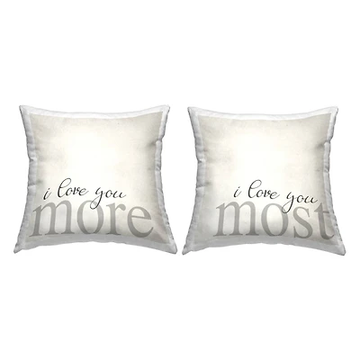 Stupell Industries Love You More Most Romantic Typography 2 Pillow Set, 18" x 18"