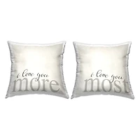 Stupell Industries Love You More Most Romantic Typography 2 Pillow Set, 18" x 18"