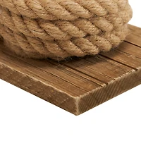 7" Brown Wood Knot Rope Bookends with Distressed L-Shaped Stands Set