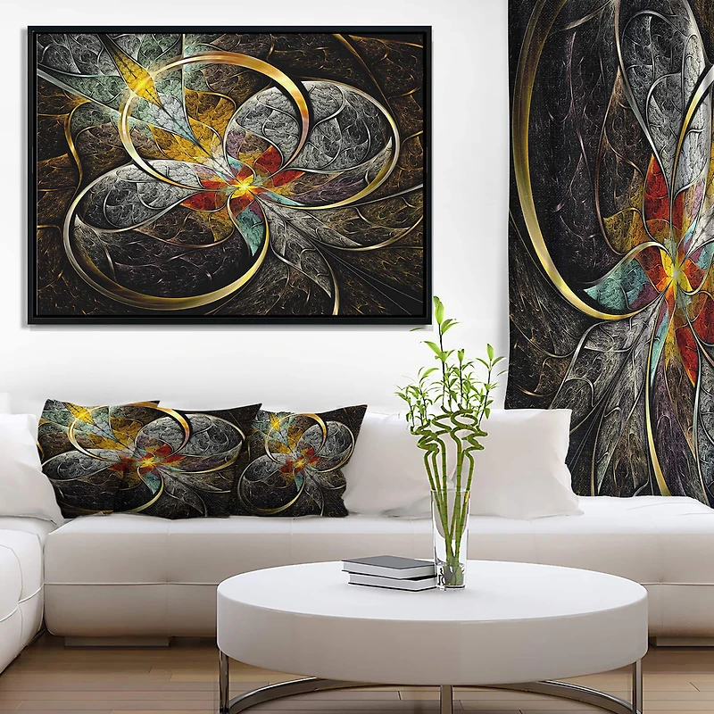 Designart - Symmetrical Brown Fractal Flowers