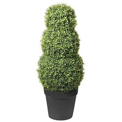 Haute Decor Triple Ball Artificial Boxwood Topiary, Adjustable to 64" Tall