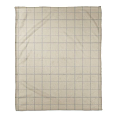 Cream and Gray Check Coral Fleece Blanket