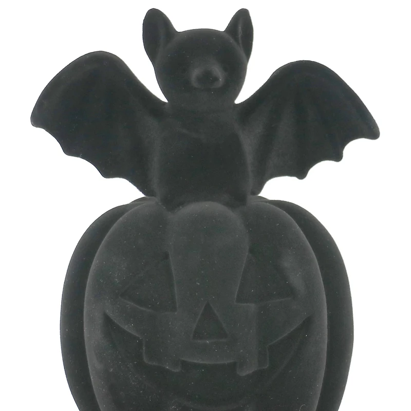 6.5" Flocked Bat on Jack-O'-Lantern Tabletop Accent by Ashland