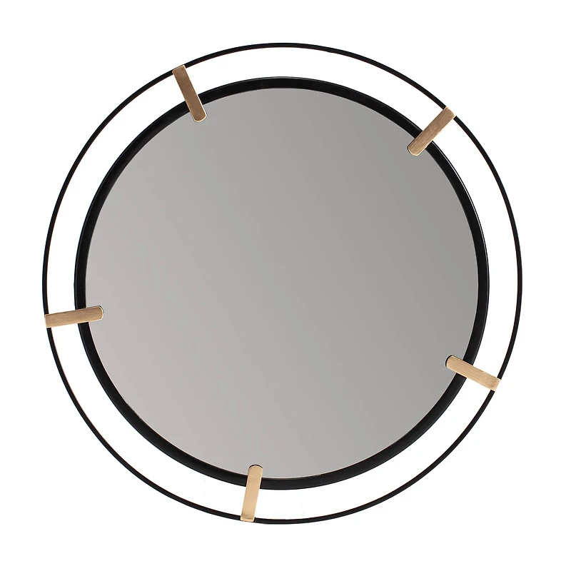 Habitat Thales 23" Black & Golden Circular Wall Mirror