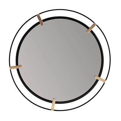 Habitat Thales 23" Black & Golden Circular Wall Mirror