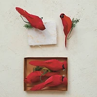 Hello Honey® 6" Red Foam & Feather Cardinal Clip-On Ornament Set
