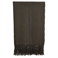 Hello Honey® Charcoal Woven Cotton Throw Blanket with Crochet & Fringe