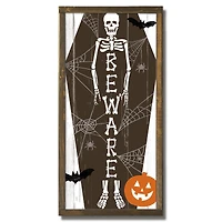 Beware Skeleton 24" x 12" Framed Wood Plaque