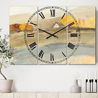 Designart Orange Brown Farmhouse Multipanel Wall Clock