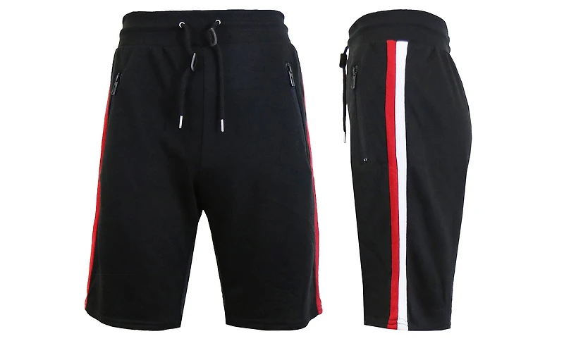 Galaxy By Harvic French Terry Sweat Shorts With Contrast Trims & Side Zipper Pockets