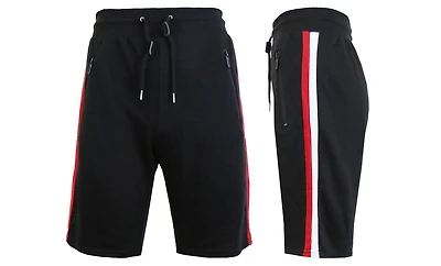 Galaxy By Harvic French Terry Sweat Shorts With Contrast Trims & Side Zipper Pockets