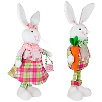 19" Bunny Rabbit Figurines with Easter Sign Spring Décor, 2ct.