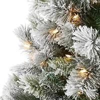 8ft. Pre-Lit Flocked Oregon Pine Artificial Christmas Tree, Clear LED Lights
