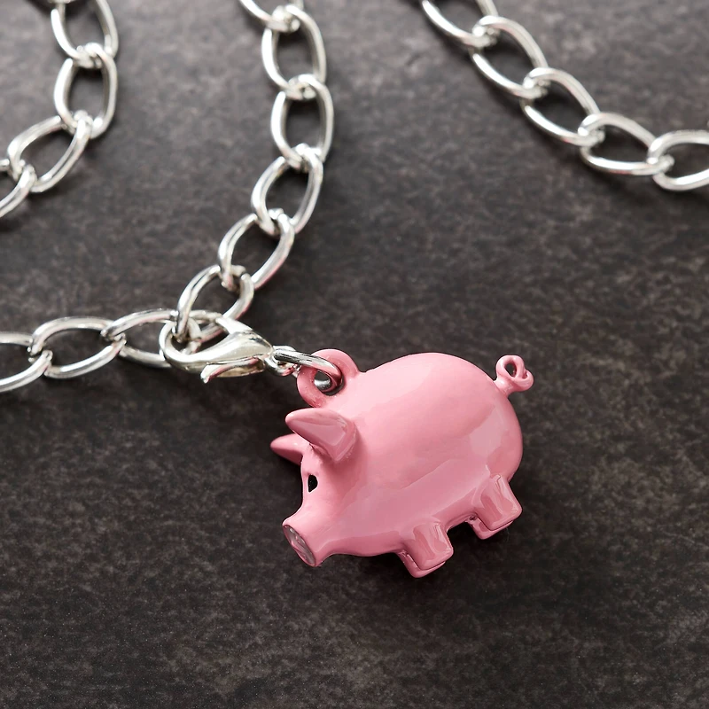 Metal Pink Pig Charm by Bead Landing™