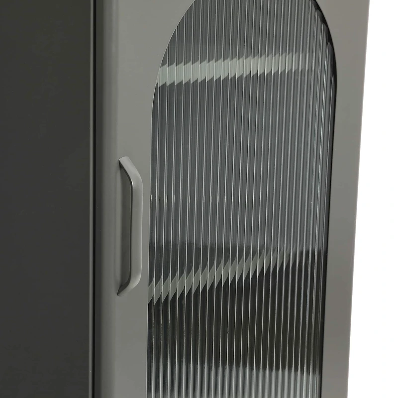 Hello Honey® 40" Solstice Narrow Metal Accent Cabinet with Adjustable Storage Shelves and Arched Glass Door