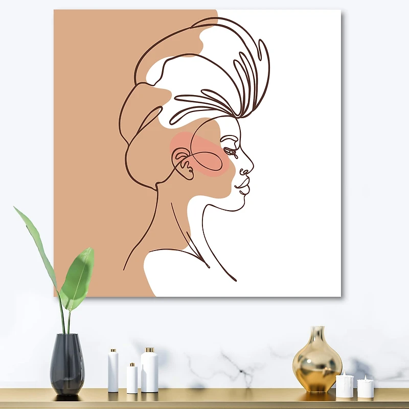 Designart - One Line Portrait of African American Woman II