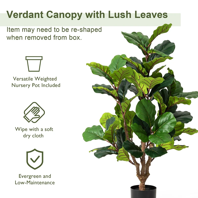 Glitzhome® 3.5ft. Faux Fiddle Leaf Fig Tree in Pot