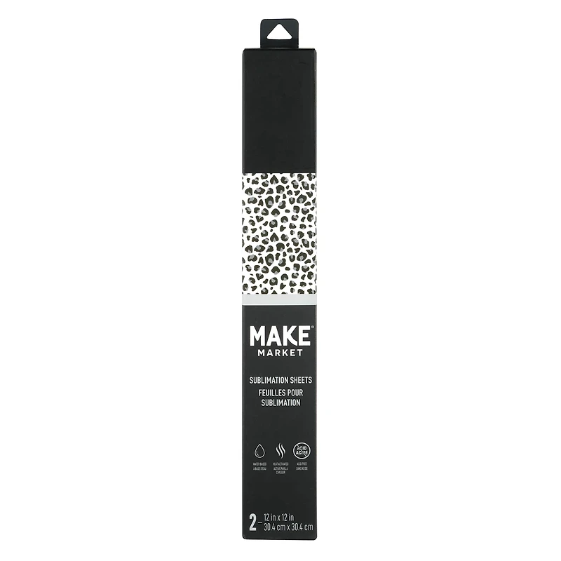 12" x 12" Snow Leopard & Black Sublimation Sheets by Make Market®