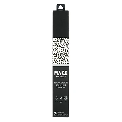 12" x 12" Snow Leopard & Black Sublimation Sheets by Make Market®