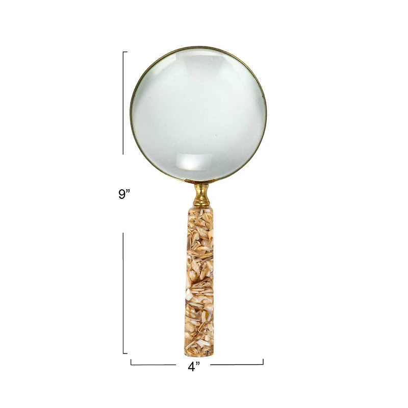 Hello Honey® 9" Brass Magnifying Glass with Mother of Pearl Handle